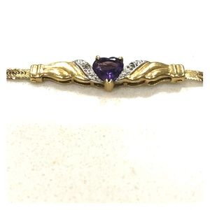 Gold amethyst and diamond chip bracelet